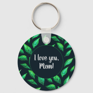 Grönt Löv Mörk Botaniska Kärlek Mamma Nyckelring