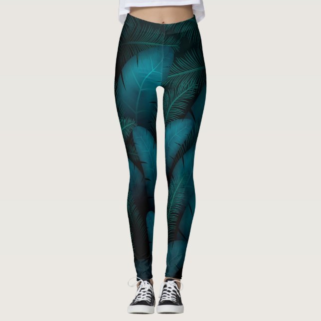 grönt löv mörk leging leggings (Framsida)