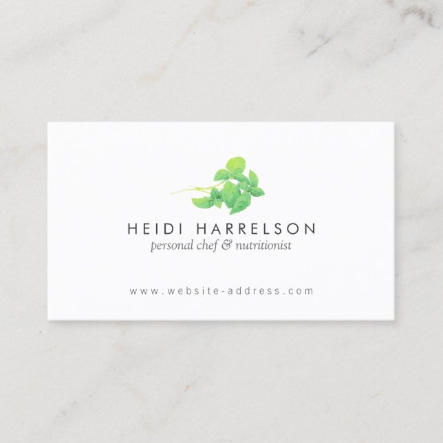 Grönt Löv Nutritionist, Holist, Naturopath Visitkort (Framsida)