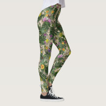 Grönt Löv och Blommigt Leggings