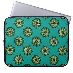 Grönt Löv och Blommor, sömlös mönster, bakgrund. Laptop Fodral