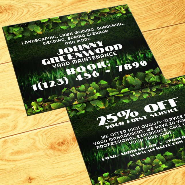 Grönt löv och gräs faux struktur flygblad (Cool landscaping flyers)