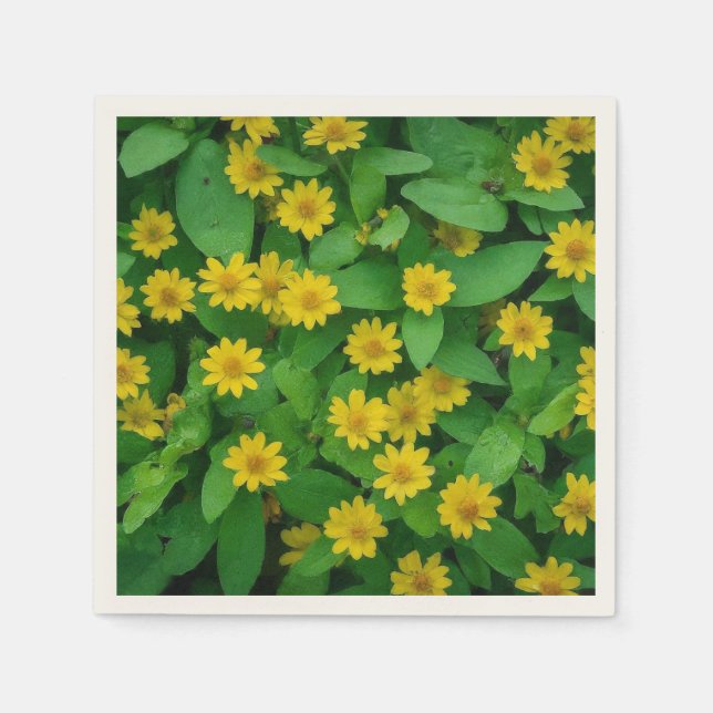 Grönt Löv och Gult blomma Pappersservett (Framsidan)