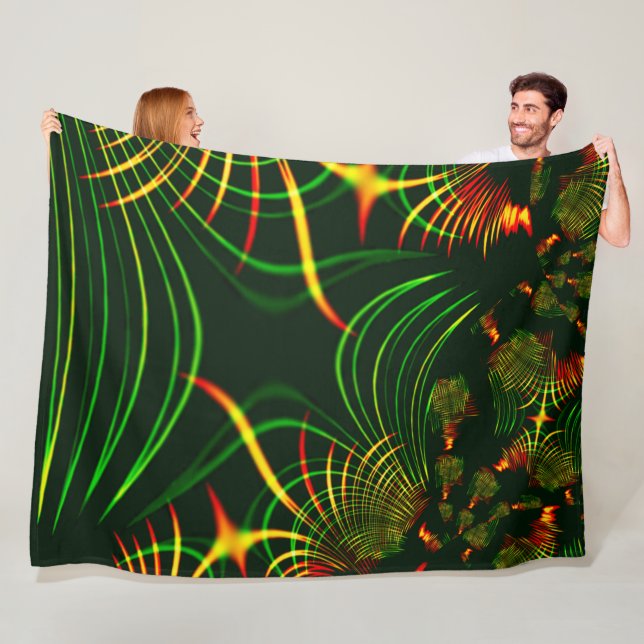 Grönt löv och gult kurvor med brandrisk färgad fleecefilt (På plats)