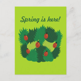 Grönt Löv och Ladybugs Vår är här Vykort
