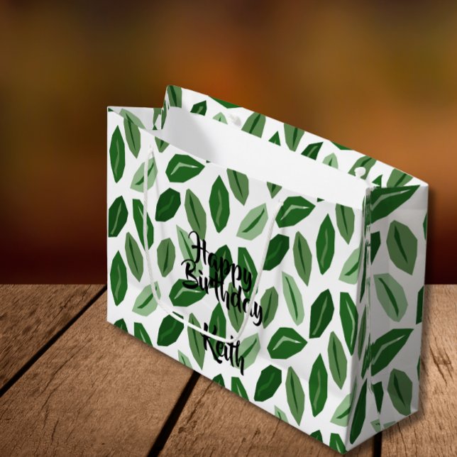Grönt Löv på Vita, anpassningsbara Gift Bag (Skapare uppladdad)