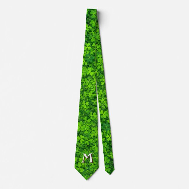 Grönt Löv Party Tie med Monogram Slips (Framsida)
