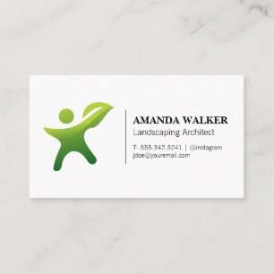 Grönt Löv Person Logotyp AFFÄRSKORT Visitkort