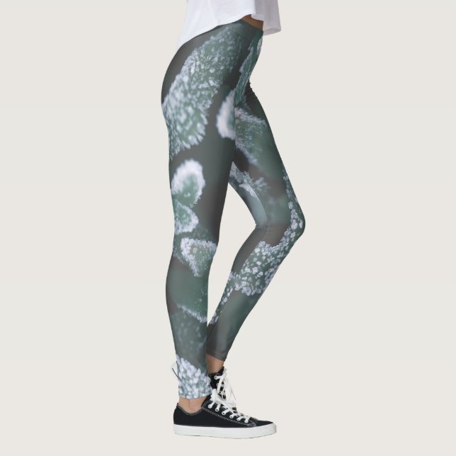 Grönt Löv Plant Grass Frost Leggings (Höger)