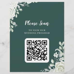 Grönt Löv QR-koden Bröllop Reklamblad