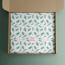 Grönt Löv & Red Berries jul Mönster White