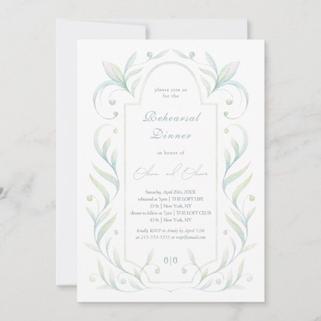 Grönt Löv Rehearsal Middag Inbjudningar (Framsida)