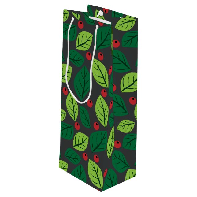 Grönt Löv, Röda bär, Mönster om Löv (Baksidan Vinklad)