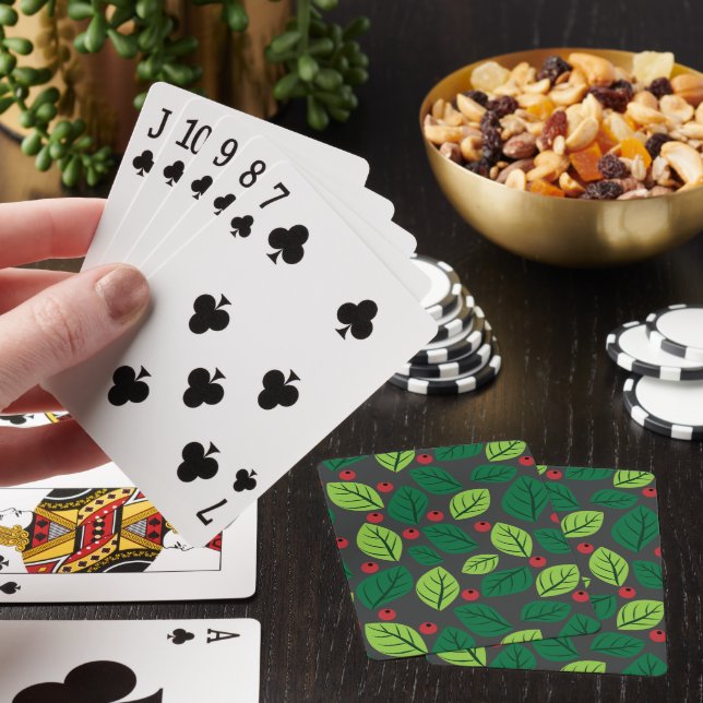 Grönt Löv, Röda bär, Mönster om Löv Casinokort (På plats)