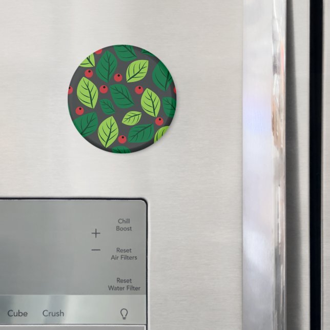 Grönt Löv, Röda bär, Mönster om Löv Magnet (In Situ (Fridge))