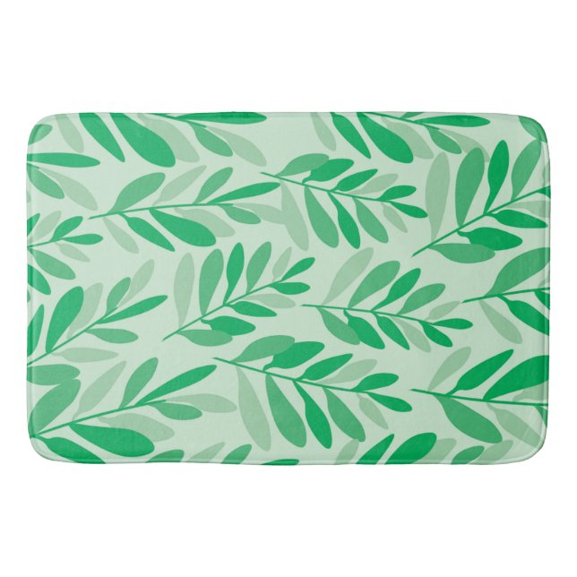 Grönt Löv Sömlös Mönster Badrumsmatta (Framsidan)