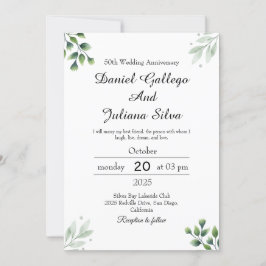 Grönt Löv standardårsdag Bröllop Inbjudningar