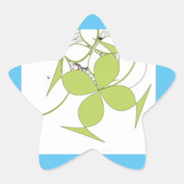 Grönt Löv Stjärnformat Klistermärke