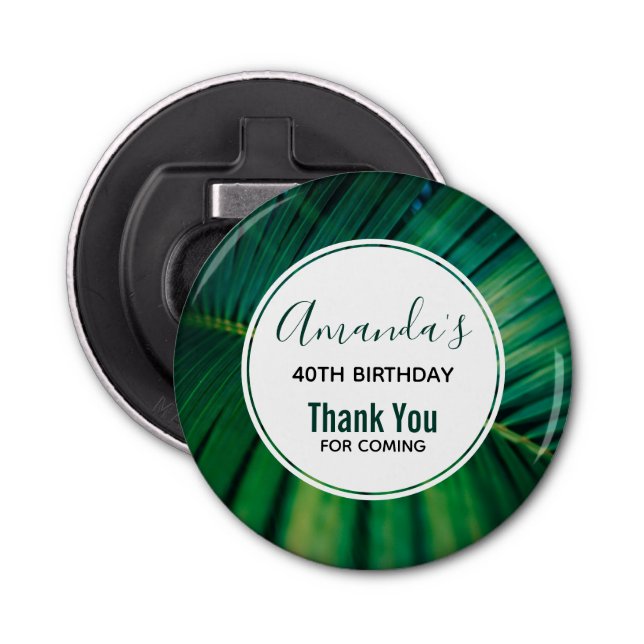 Grönt Löv Tropical Forest Nature Foto Birthday Flasköppnare (Framsidan)