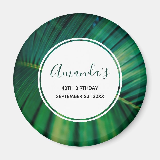 Grönt Löv Tropical Forest Nature Foto Birthday Magnet (Framsidan)