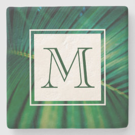 Grönt Löv Tropical Forest Nature Photo Monogram Stenunderlägg
