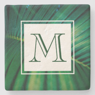 Grönt Löv Tropical Forest Nature Photo Monogram Stenunderlägg
