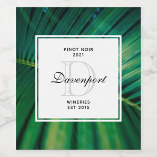 Grönt Löv Tropical Forest Nature Photo Winery Vinflaska Etikett