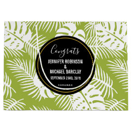 Grönt Löv Tropiska Mönster Bröllop Gratulerara