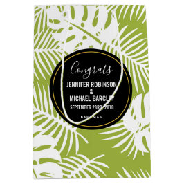 Grönt Löv Tropiska Mönster Bröllop Gratulerara