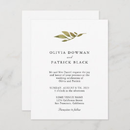 Grönt löv typografi klassiskt enkelt Bröllop Inbjudningar