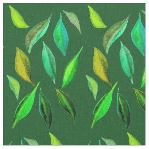 Grönt löv vattenfärgen foliage mönster art tyg