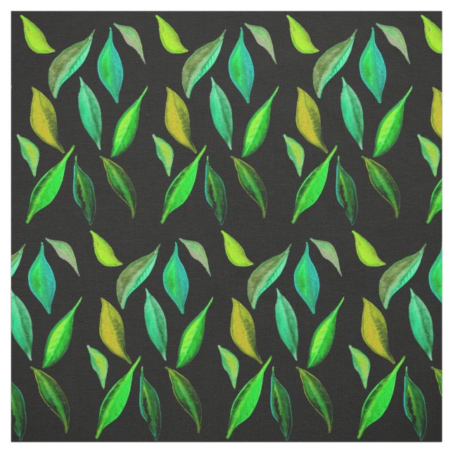 Grönt löv vattenfärgen foliage mönster art tyg (Provkarta)