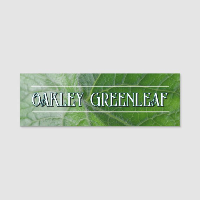 Grönt Löv Vein - Detaljerat anpassat namn och bild Namnbricka (Framsida)