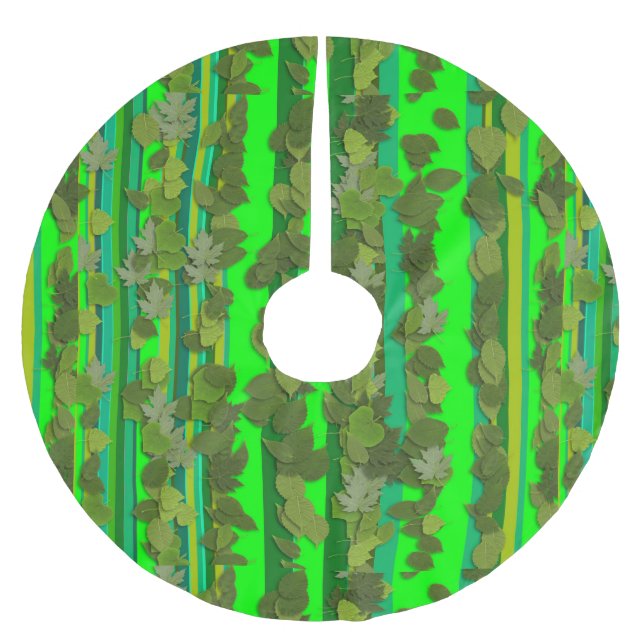 Grönt Löv vid Mönster julen i Helgdag vid Löv Rand Julgransmatta Borstad Polyester (Framsidan)