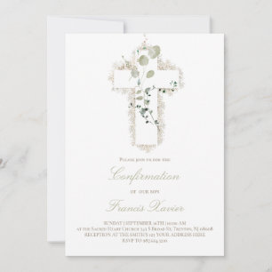 grönt löv vit kor-bekräftelse inbjudningar