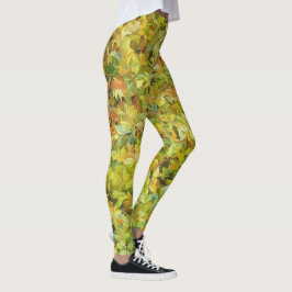 Grönt Löv Watercolor Art Leggings