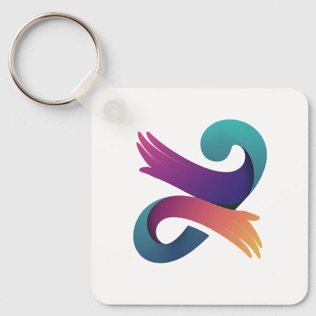 Grönt Löv White Linjer och Graphics Design Nyckelring (Framsida)