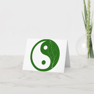 Grönt Löv Yin Yang Kort