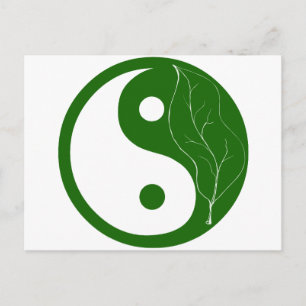 Grönt Löv Yin Yang Vykort