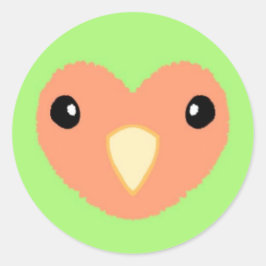 Grönt Lovebird Cute Sticker Runt Klistermärke