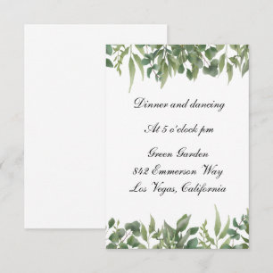 Grönt Lövs Greenery Foliage Wedening Reception Tilläggskort