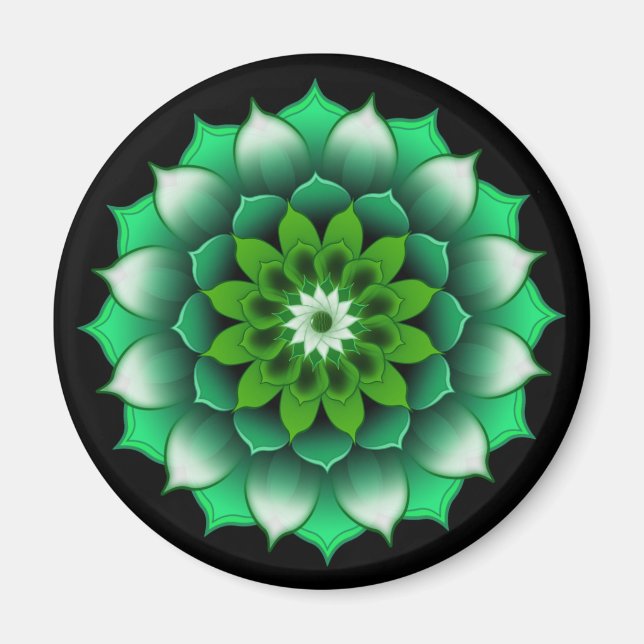 Grönt Lövs Mandala Magnet (Framsidan)