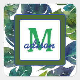 Grönt Lövs Philodendron Foliage Botanical Fyrkantigt Klistermärke