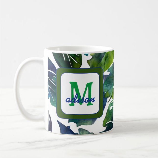 Grönt Lövs Philodendron Foliage Botanical Kaffemugg (Vänster)