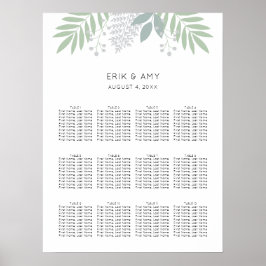 Grönt Lövs sittdiagram Bröllop Poster