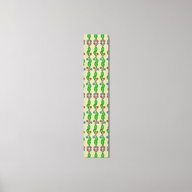 Grönt Lövs Small Flowers Folk Art Slim-dekorfärg Canvastryck (Framsida)