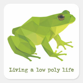Grönt Low Poly Life Frog Fyrkantigt Klistermärke
