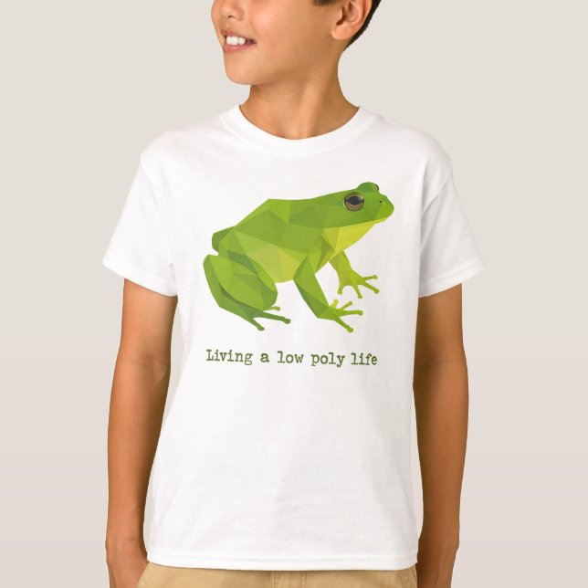 Grönt Low Poly Life Frog T Shirt (Framsida)