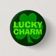 Grönt Lucky Charm Shamrock Button