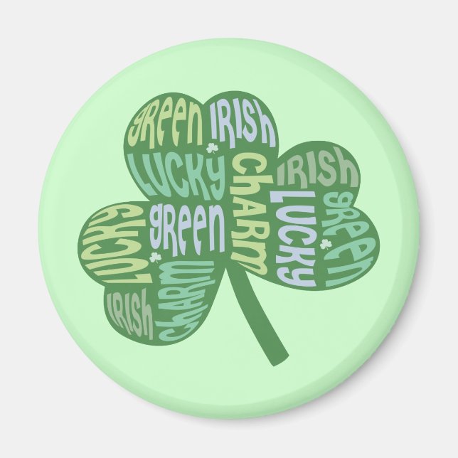 Grönt Lucky Irish Charm Shamrock Magnet (Framsidan)